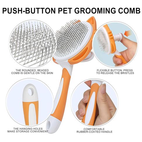 HOP Orange Self Cleaning Slicker Brush for Dogs&Cats for Shedding 17mm in Kuwait