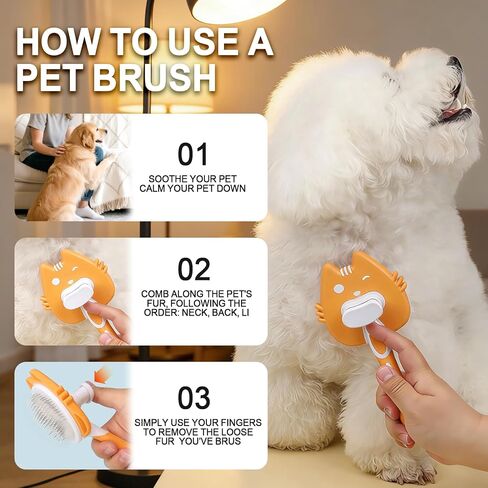 HOP Orange Self Cleaning Slicker Brush for Dogs&Cats for Shedding 17mm in Kuwait
