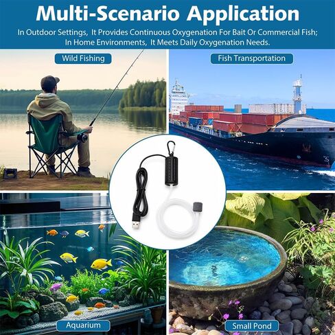 Mini Air Pump USB Aquarium Air Pump Portable Fish Tank Oxygen Pump Ultra Silent Oxygen Bubbler with Air Stone & Silicone Tube 1W Blcak in Saudi Arabia