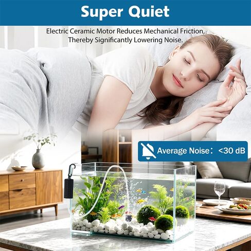Mini Air Pump USB Aquarium Air Pump Portable Fish Tank Oxygen Pump Ultra Silent Oxygen Bubbler with Air Stone & Silicone Tube 1W Blcak in Saudi Arabia