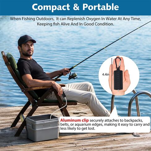Mini Air Pump USB Aquarium Air Pump Portable Fish Tank Oxygen Pump Ultra Silent Oxygen Bubbler with Air Stone & Silicone Tube 1W Blcak in Saudi Arabia
