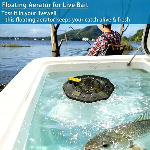 Rechargeable Floating Aerator Pump - IPX7 Waterproof Portable Bait Bucket Aerator, Live Bait Aerator for Fishing, 40H+ Battery for Power Outage, Fish Tank Bubbler for Live Minnows in Saudi Arabia