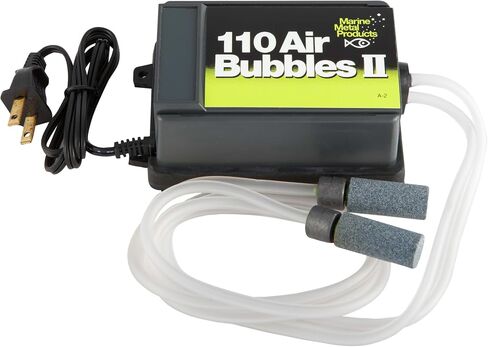Marine Metal A-2 Air Bubbles Pump with Tubing & Air Stones for Live Bait (110 Volts), Black in Kuwait
