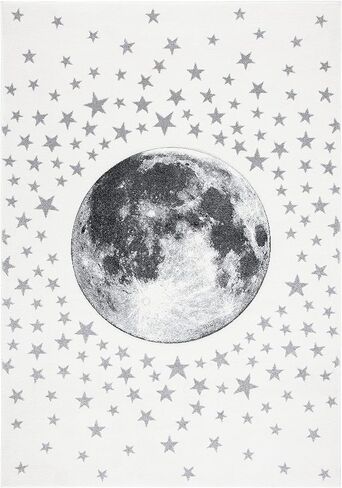 SAFAVIEH Carousel Kids Collection Area Rug - 8' Square, Light Grey & White, Non-Shedding & Easy Care, Ideal for High Traffic Areas for Boys & Girls in Playroom, Nursery, Bedroom (CRK135F) in Kuwait