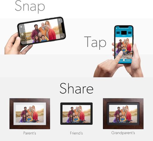 Brookstone PhotoShare 14" Smart Digital Picture Frame, Send Pics from Phone to Frames, WiFi, 8 GB, Holds 5,000+ Pics, HD Touchscreen, Premium Espresso Wood, Easy 1-min Setup in Kuwait