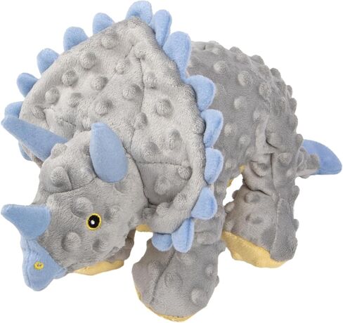 goDog Dinos Frills Squeaky Plush Dog Toy with Chew Guard Technology, Durable Fabric & Squeaker for Active Play, Gray, Large in Saudi Arabia