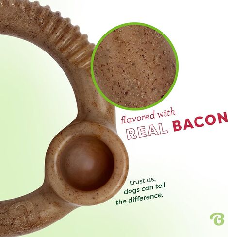Benebone Ring Dog Chew Toy for Aggressive Chewers, Real Bacon, Medium in Kuwait