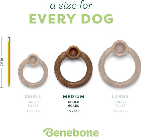Benebone Ring Dog Chew Toy for Aggressive Chewers, Real Bacon, Medium in Kuwait