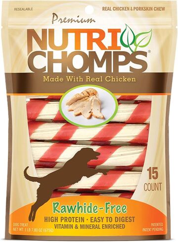 NutriChomps Dog Chews, 6-inch Twists, Real Chicken Flavor, 15 Count in Kuwait