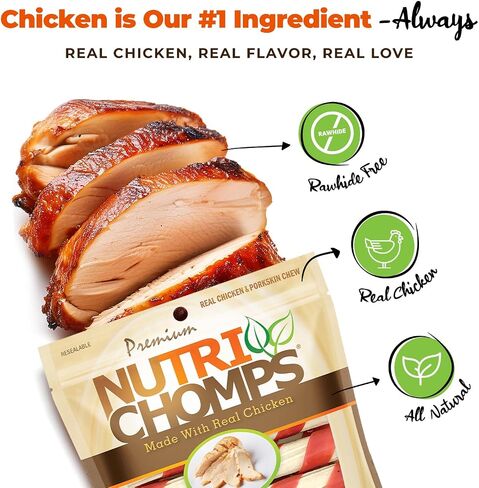 NutriChomps Dog Chews, 6-inch Twists, Real Chicken Flavor, 15 Count in Kuwait