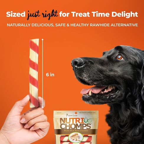 NutriChomps Dog Chews, 6-inch Twists, Real Chicken Flavor, 15 Count in Kuwait