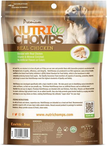 NutriChomps Dog Chews, 6-inch Twists, Real Chicken Flavor, 15 Count in Kuwait