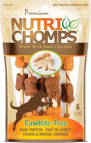 NutriChomps Dog Chews, 6-inch Twists, Real Chicken Flavor, 15 Count in Kuwait