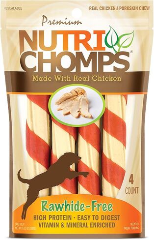 NutriChomps Dog Chews, 6-inch Twists, Real Chicken Flavor, 15 Count in Kuwait