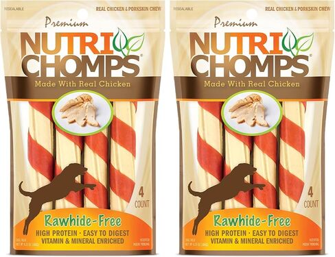 NutriChomps Dog Chews, 6-inch Twists, Real Chicken Flavor, 15 Count in Kuwait
