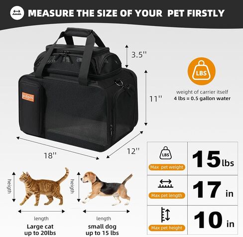 pidipiti 18x12x11 top Expandable pet Carrier for Allegiant Frontier Airline in Kuwait