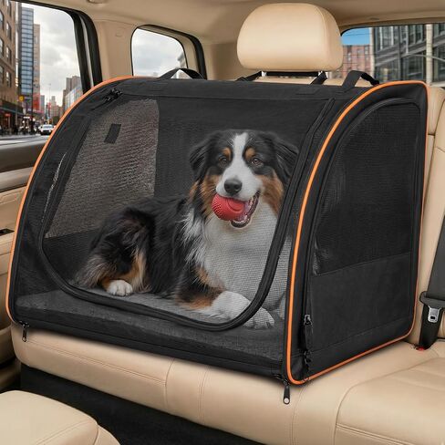 Dog Car Seat, Enclosed Carrier for Pets Travel Safety Dog Crate Soft-Sided Covered Car Kennel Carrier for Backseat for Medium Dogs (S) in Kuwait
