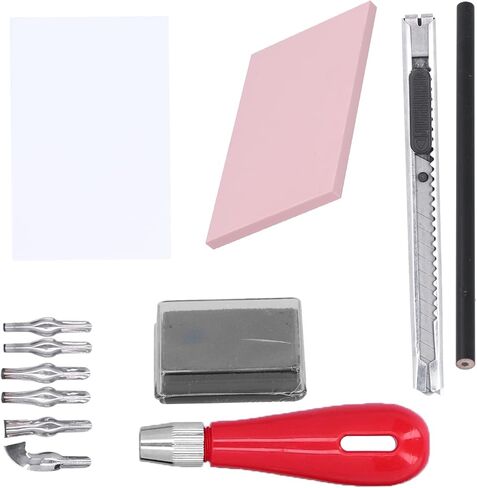 Carving Rubber Stamp Kit with Block Printmaking Tools and Mixed Set of Cutter Tools for Printmaking and Crafting in Kuwait
