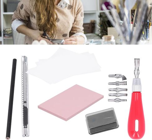 Carving Rubber Stamp Kit with Block Printmaking Tools and Mixed Set of Cutter Tools for Printmaking and Crafting in Kuwait