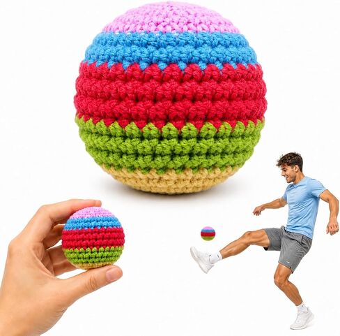 1Pcs Handmade Crochet Hacky Footbag Sack, Colorful Knitted Footbag for Kicking, Soft Juggling Balls for Adults and Beginners, Outdoor Toss Game Toy in Saudi Arabia