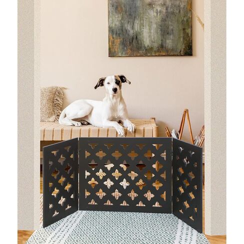  Indoor/Outdoor Solid Wood Crisscross Freestanding Foldable Adjustable 3-Section Pet Gate in Kuwait