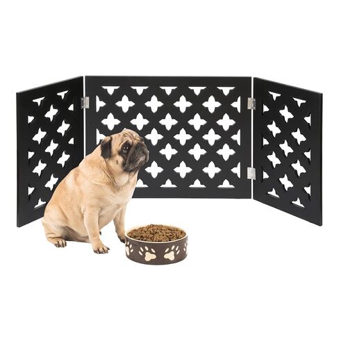  Indoor/Outdoor Solid Wood Crisscross Freestanding Foldable Adjustable 3-Section Pet Gate in Kuwait