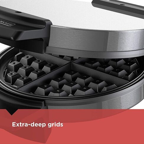 BLACK+DECKER Belgian Waffle Maker, Stainless Steel, WMB500,Silver in Saudi Arabia