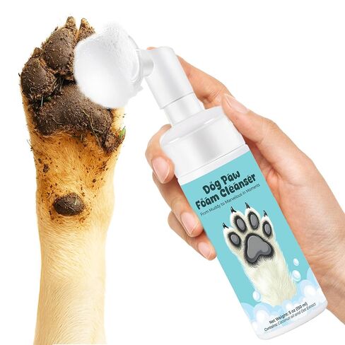 Vila Paw Cleanser, Moisturizing Gentle Foam Wash for Dogs and Puppies, No Rinse Formulation with Coconut Oil & Oat Extract, Pump Deodorizing Cleaner Bottle with Bristle Silicone Brush, 5 Fl oz in Kuwait