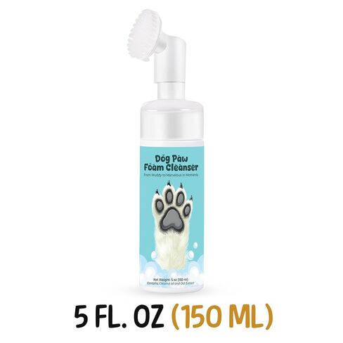 Vila Paw Cleanser, Moisturizing Gentle Foam Wash for Dogs and Puppies, No Rinse Formulation with Coconut Oil & Oat Extract, Pump Deodorizing Cleaner Bottle with Bristle Silicone Brush, 5 Fl oz in Kuwait