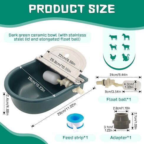Automatic 1.2 Gallon Water Trough Cow Cattle Horse Water Bowls with Float Valve Livestock Tool Bowl for Cat Goat Sheep Dog Animal Drinking Equipment in Kuwait