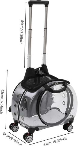Cat Carrier with Wheels for Small Cats & Dogs, Rolling Pet Carrier, Black in Saudi Arabia