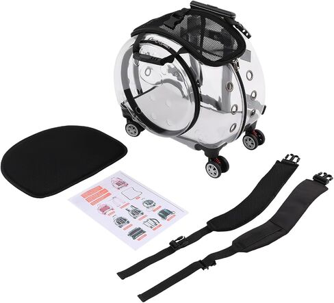 Cat Carrier with Wheels for Small Cats & Dogs, Rolling Pet Carrier, Black in Saudi Arabia