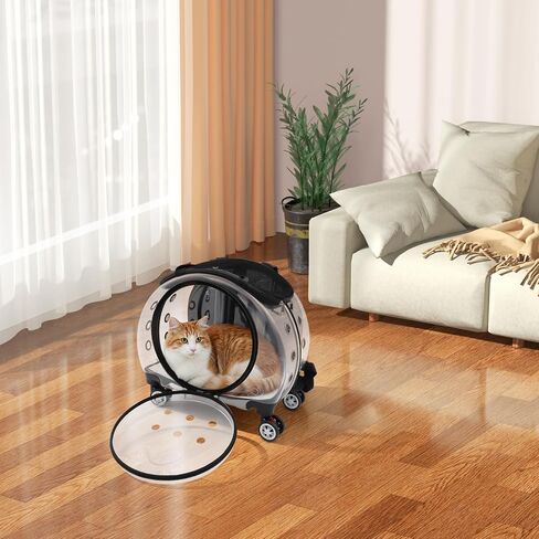 Cat Carrier with Wheels for Small Cats & Dogs, Rolling Pet Carrier, Black in Saudi Arabia