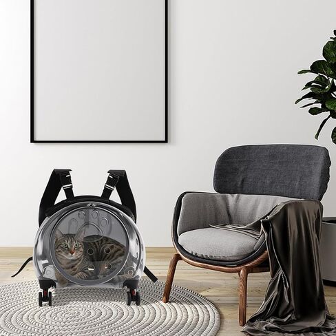 Cat Carrier with Wheels for Small Cats & Dogs, Rolling Pet Carrier, Black in Saudi Arabia