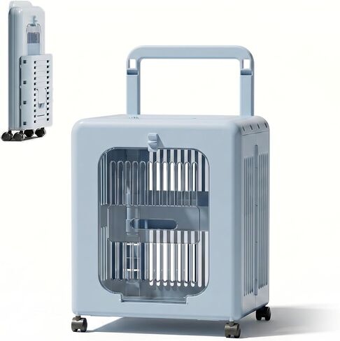 Collapsible Dog Travel Crate Rolling Cat Carrier, Large Cat Carrier with Wheels for Indoor & Outdoor Pet Travel (Blue) in Saudi Arabia
