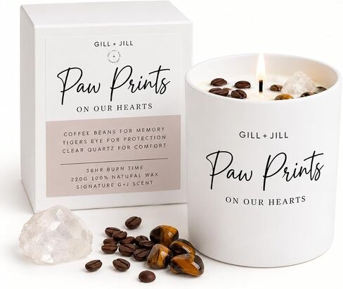 Premium Paw Prints Pet Memorial Candle – Paraffin-Free Soy Wax, Dog Memorial Gifts for Loss of Dog, Pet Loss Sympathy & Bereavement Gift, Rainbow Bridge Remembrance Gift for Grieving Pet Owner in Kuwait