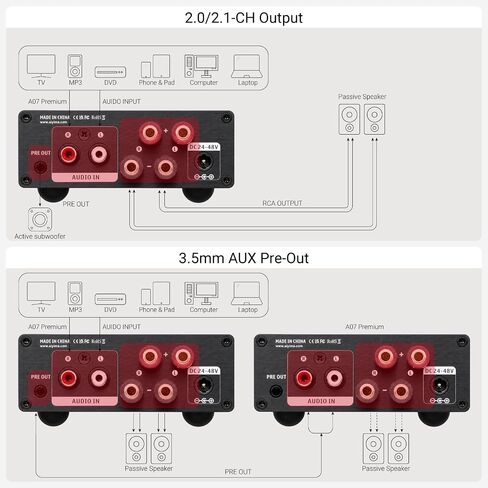 AIYIMA A07 TPA3255 مضخم الطاقة 300Wx2 HiFi فئة D ستيريو الصوت الرقمي أمبير صغير 2 قناة مكبر للصوت للسماعات السلبية سطح المكتب رف الكتب نظام المسرح المنزلي مع محول الطاقة DC 32V in Kuwait