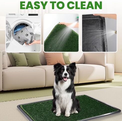 FURWAY Dog Grass Pad with Tray Artificial Grass Puppy Pee Pad for Dogs, Reusable 4-Layer Training Potty Pad with Tray, Quick Absorbent Indoor & Outdoor Portable Dog Patio Potty ( 35.4"x23.6") in Saudi Arabia