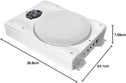 Lanzar Low Profile Marine Subwoofer System - 1000 Watt 8 Inch Slim Active Waterproof Amplified Bass Speaker - Underseat Mount Audio Sound Amplifier Box, Marine Vehicles - Lanzar AQTB8 (White) in Kuwait