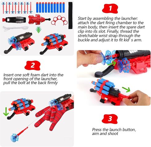 Hero Spider Web Shooters, Kids Wrist Launcher Spider Toys with 1 Cape & Mask Cosplay Costume, Role-Play & Imaginative Play Superhero Toys, Christmas Halloween Birthday Party Favors for Boys Girls in Kuwait