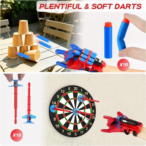 Hero Spider Web Shooters, Kids Wrist Launcher Spider Toys with 1 Cape & Mask Cosplay Costume, Role-Play & Imaginative Play Superhero Toys, Christmas Halloween Birthday Party Favors for Boys Girls in Kuwait