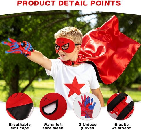 Hero Spider Web Shooters, Kids Wrist Launcher Spider Toys with 1 Cape & Mask Cosplay Costume, Role-Play & Imaginative Play Superhero Toys, Christmas Halloween Birthday Party Favors for Boys Girls in Kuwait