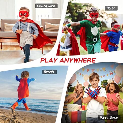 Hero Spider Web Shooters, Kids Wrist Launcher Spider Toys with 1 Cape & Mask Cosplay Costume, Role-Play & Imaginative Play Superhero Toys, Christmas Halloween Birthday Party Favors for Boys Girls in Kuwait