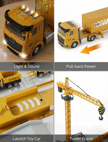 Construction Truck Vehicles Toys Set with Die-Cast Toy Car & Tower Crane in Kuwait
