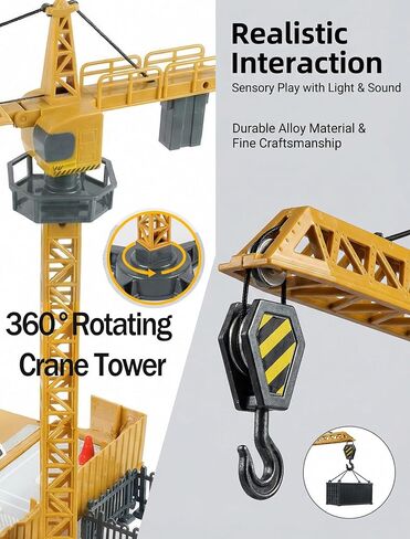 Construction Truck Vehicles Toys Set with Die-Cast Toy Car & Tower Crane in Kuwait