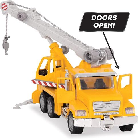 Driven by Battat – 7-Inch Crane Truck Toy with Lights & Sounds, Movable Parts, Construction Vehicle for Boys & Girls, Durable Design, Realistic Details, 3+ Years Toy for Kids in Kuwait