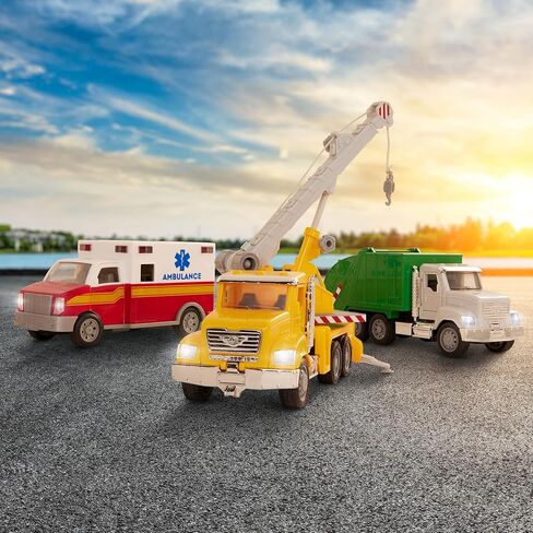 Driven by Battat – 7-Inch Crane Truck Toy with Lights & Sounds, Movable Parts, Construction Vehicle for Boys & Girls, Durable Design, Realistic Details, 3+ Years Toy for Kids in Kuwait
