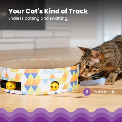 Catstages Bowl Track Scratcher 3-in-1 Ball Track, Scratcher, Lounger, 13.8" in Saudi Arabia