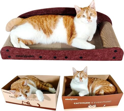 miwoowim 26'' Large Cardboard Cat Scratcher Bed and Box Set in Saudi Arabia
