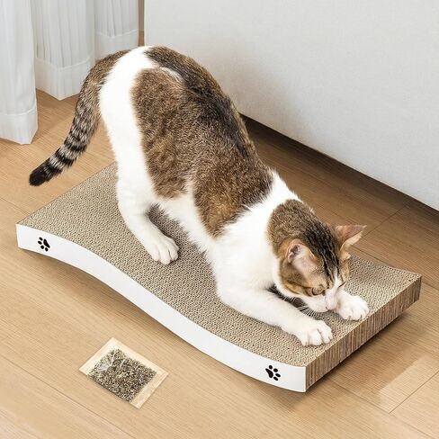 Cat Scratcher, Durable Scratch Pad, Corrugated Cardboard Scratching Board for Indoor Cats, Heavy Duty, Double-Sided Usability, Recyclable, with Catnip, Medium, 1 Pack in Kuwait
